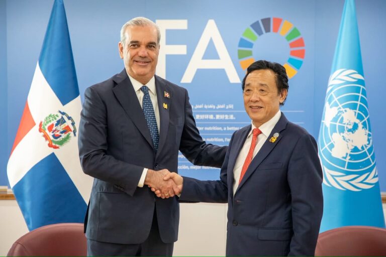 Qu Dongyu, director general de la FAO, califica al presidente Abinader como un gran líder y afirma que pasará a la historia por sus logros en materia de seguridad alimentaria y lucha contra el hambre